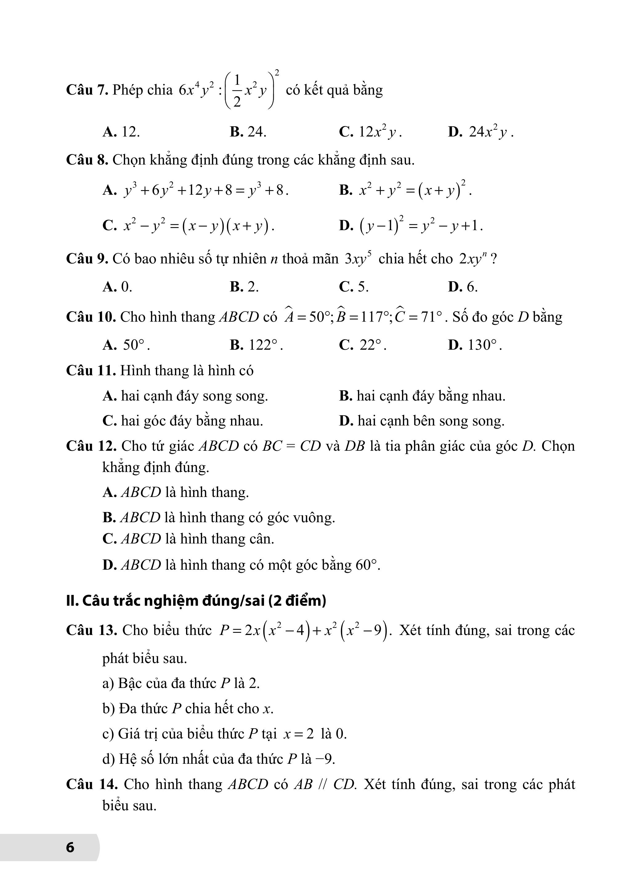 Bộ Đề Kiểm Tra, Đánh Giá Toán 8 - Ảnh 6