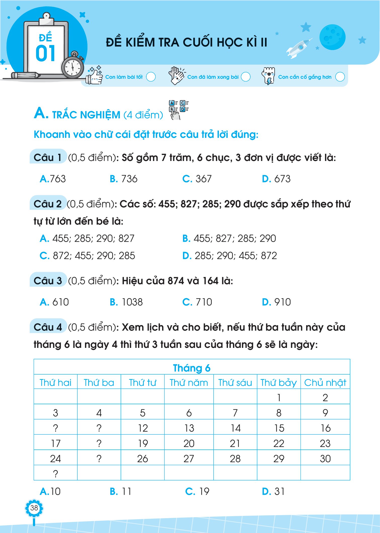bộ đề ôn luyện và tự kiểm tra toán lớp 2 - tập 2 - Ảnh 10