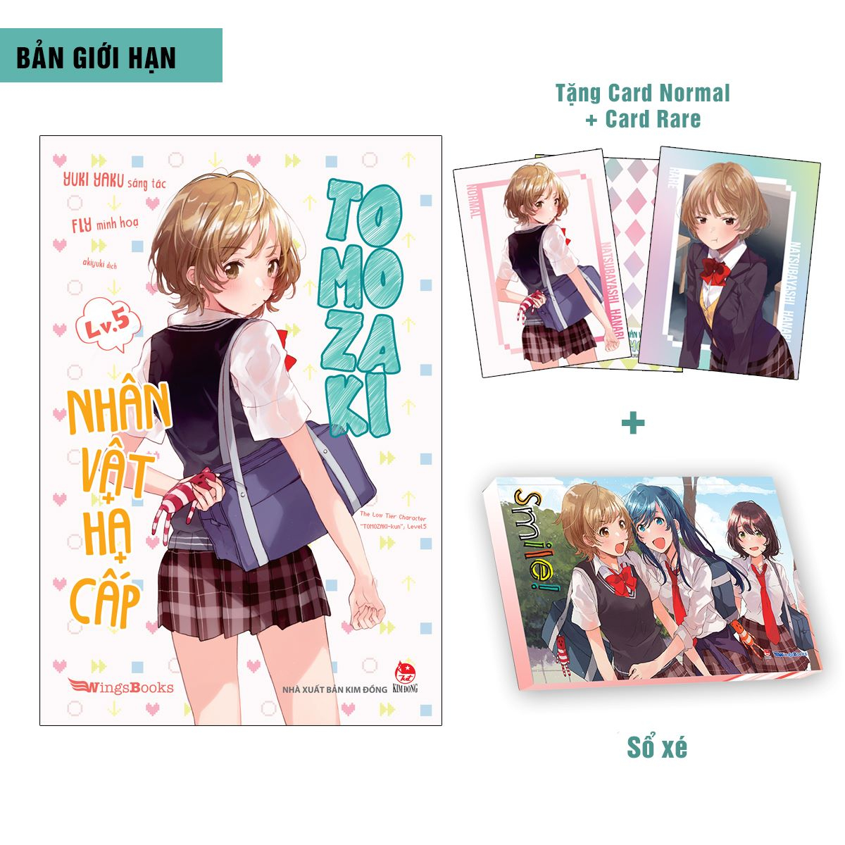 bộ nhân vật hạ cấp tomozaki - tập 5 - bản giới hạn - tặng thẻ normal + thẻ rare + sổ xé - Ảnh 2