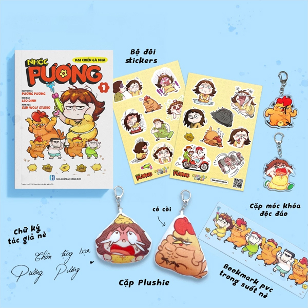 Bộ Nhóc Pương - Tập 1 - Đại Chiến Gà Nhà - Bản Sưu Tầm - Tặng Kèm Bookmark PVC Trong Suốt + Chữ Ký Tác Giả + Cặp Móc Khóa Độc Đáo + Cặp Plushie + Bộ Đôi Sticker