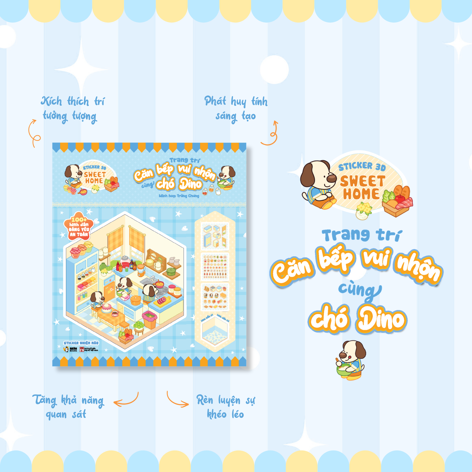 Bộ Sticker 3D Sweet Home - Trang Trí Căn Bếp Vui Nhộn Cùng Chó Dino - Ảnh 4