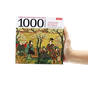 cherry blossom season in old tokyo- 1000 piece jigsaw puzzle: woodblock print by utagawa kunisada (finished size 24 in x 18 in) - Ảnh 14