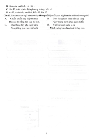 đề kiểm tra đánh giá năng lực môn lịch sử - địa lí lớp 6: phần địa lí - Ảnh 8